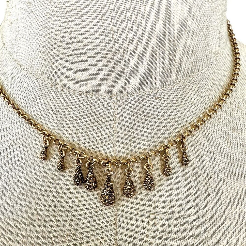 Gold tone multiple teardrop necklace